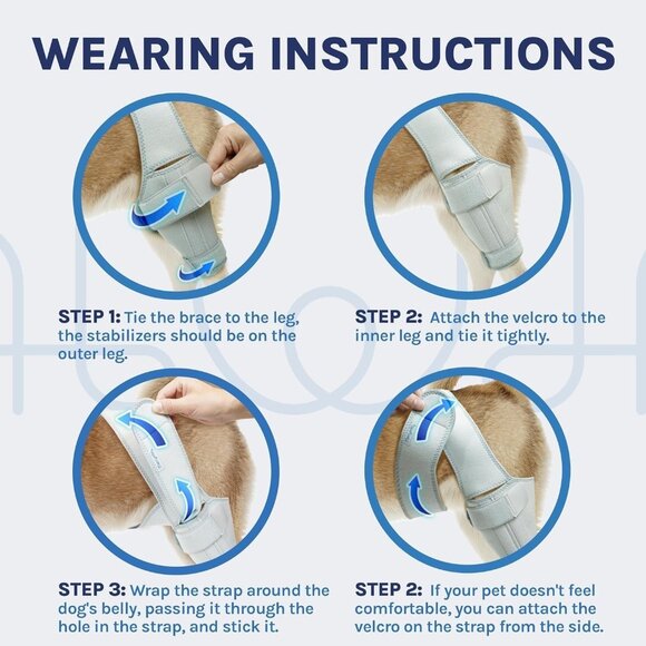 Dog Knee Brace MED Grey | ACL/CCL Tear Rear Leg Support Joint Pain relief - Picture 5 of 9